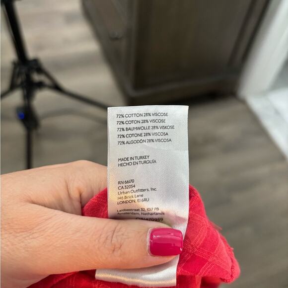 Anthropologie Pink Checkered Long Sleeve Button Front Tunic Size Medium - Picture 7 of 7